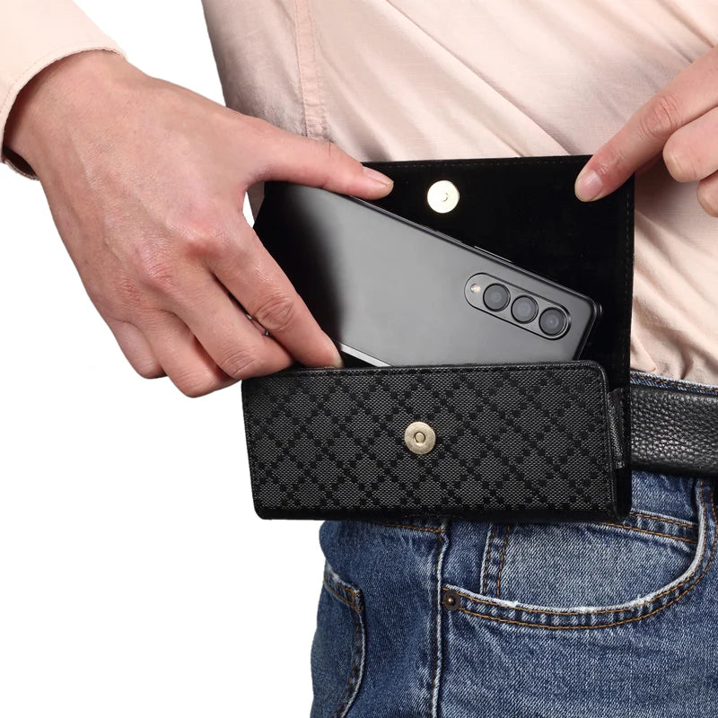 Fashion Leather Clutch Bag Vintage Designer Men's Waist Pack Belt Phone Wallets Small Pouch Fanny Handbags Male Black Coin Purse