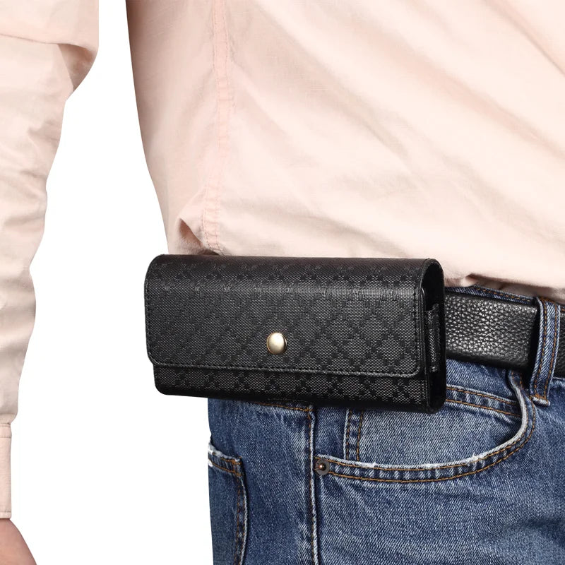 Fashion Leather Clutch Bag Vintage Designer Men's Waist Pack Belt Phone Wallets Small Pouch Fanny Handbags Male Black Coin Purse