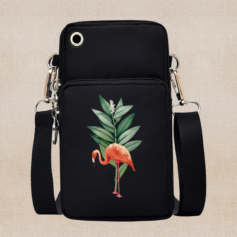 Universal Mobile Phone Case Crossbody for IPhone 13 12 11 Pro Case Flamingo Series Wallet Outdoor Sport Arm Purse Shoulder Bag