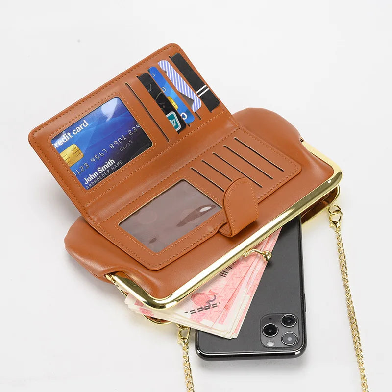 2024 New Shoulder Crossbody Bag Women's Chain Multi-function Wallet Mobile Phone Bag card Holder Money Coin Clip bag