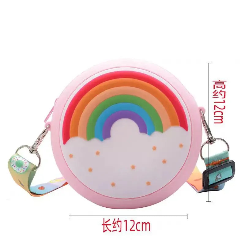 Children Messenger Bags Rainbow Donut Bag Silicone Baby Cartoon Wallet Crossbody Bag for Women Purse and Handbag Сумка Женская